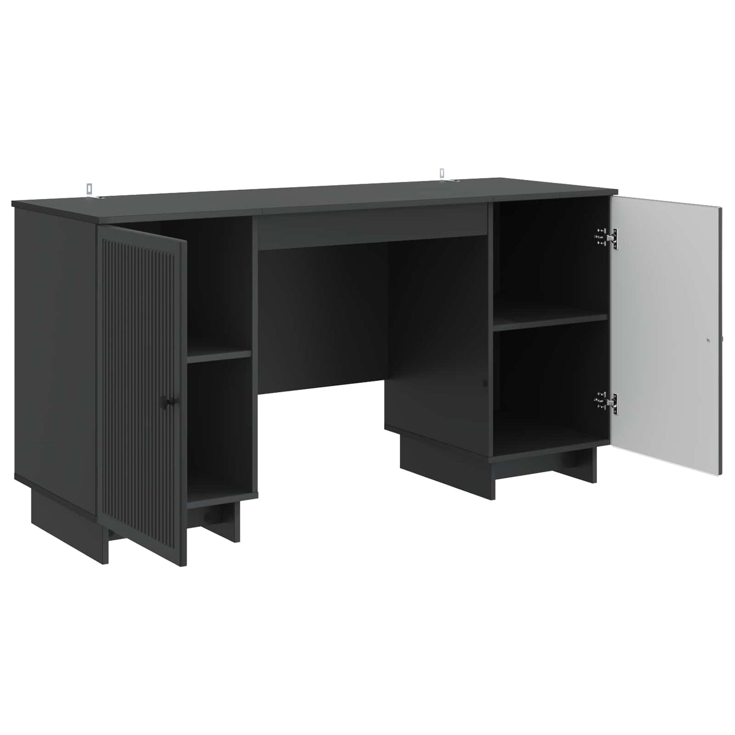vidaXL Desk Black Engineered Wood 142.5 x 50 x 75 cm