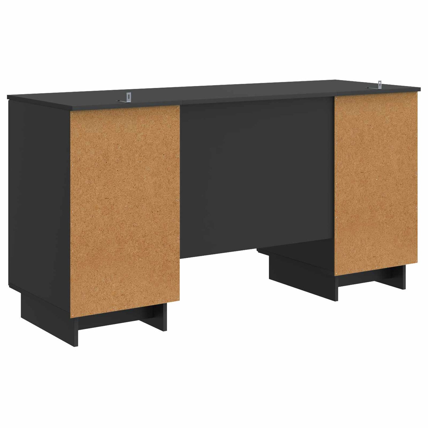 vidaXL Desk Black Engineered Wood 142.5 x 50 x 75 cm