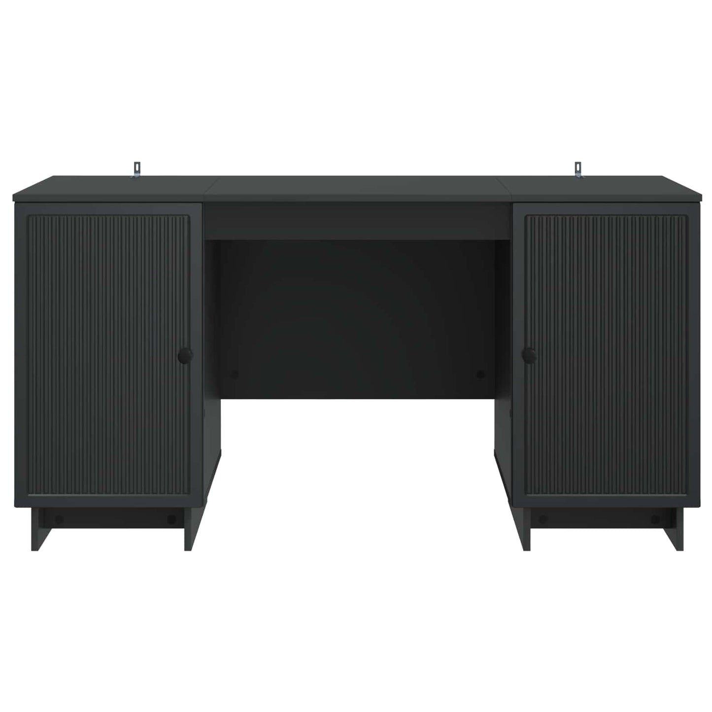vidaXL Desk Black Engineered Wood 142.5 x 50 x 75 cm