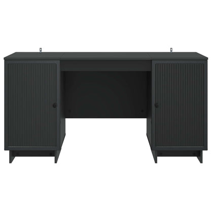 vidaXL Desk Black Engineered Wood 142.5 x 50 x 75 cm