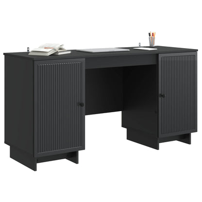 vidaXL Desk Black Engineered Wood 142.5 x 50 x 75 cm