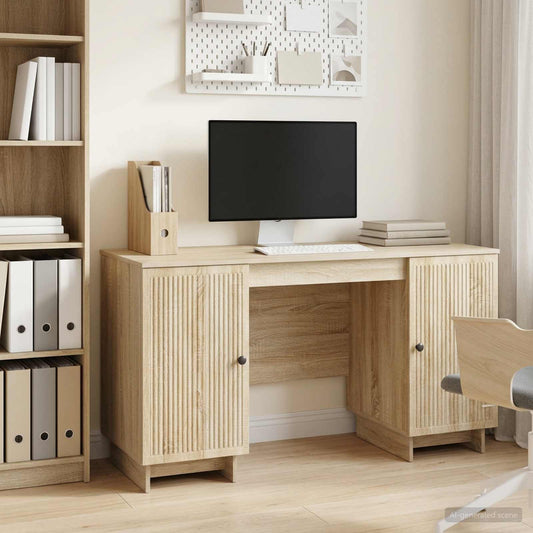 vidaXL Desk Sonoma Oak Engineered Wood 142.5 x 50 x 75 cm