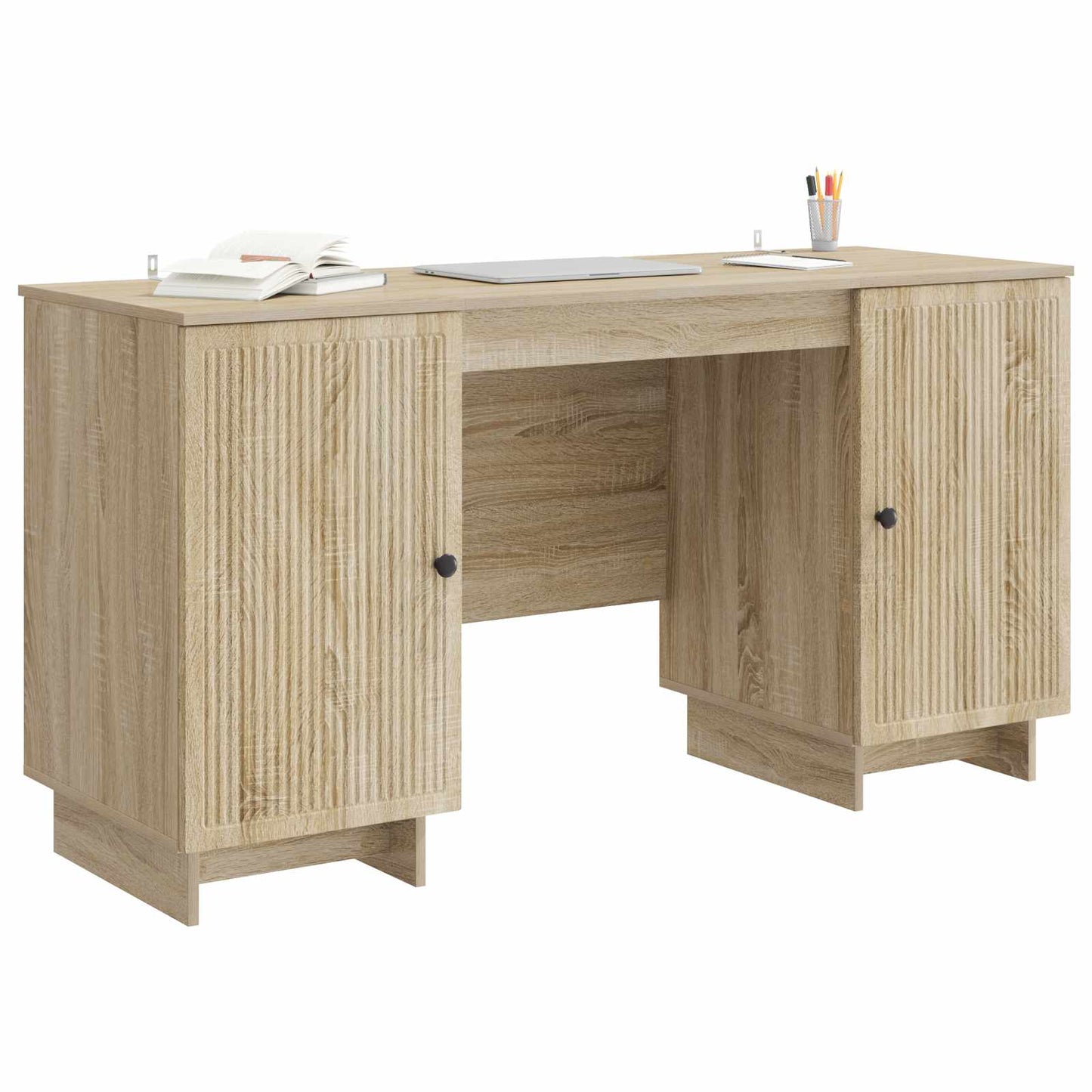 vidaXL Desk Sonoma Oak Engineered Wood 142.5 x 50 x 75 cm