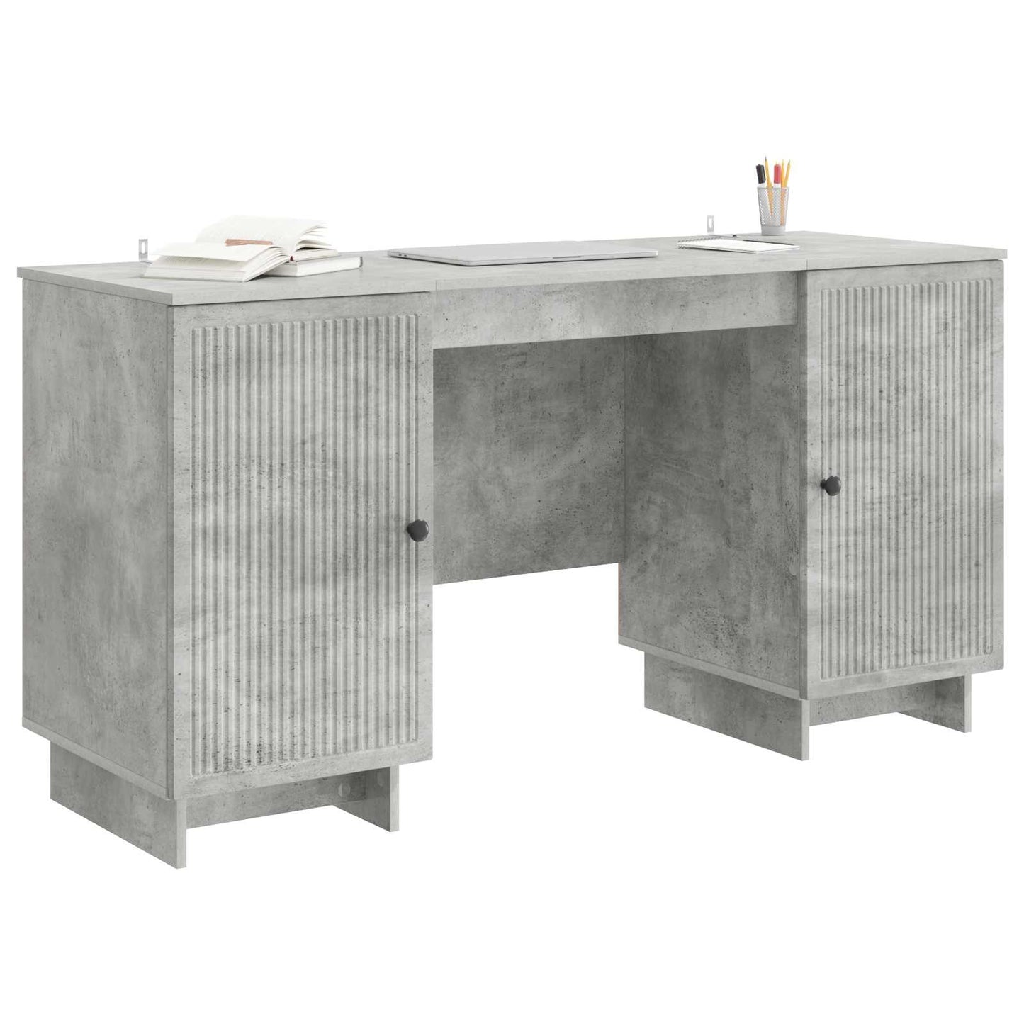 vidaXL Desk Concrete Grey Engineered Wood 142.5 x 50 x 75 cm