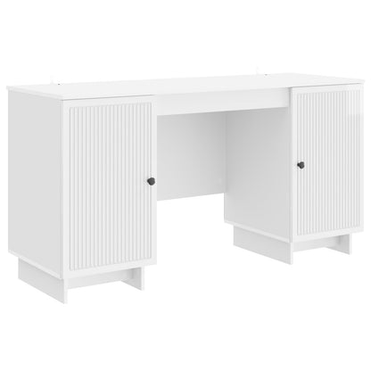 vidaXL Desk High Gloss White Engineered Wood 142.5 x 50 x 75 cm