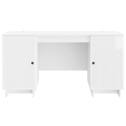 vidaXL Desk High Gloss White Engineered Wood 142.5 x 50 x 75 cm