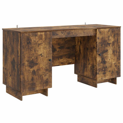 vidaXL Desk Smoked Oak Engineered Wood 142.5 x 50 x 75 cm