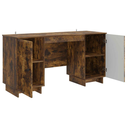 vidaXL Desk Smoked Oak Engineered Wood 142.5 x 50 x 75 cm