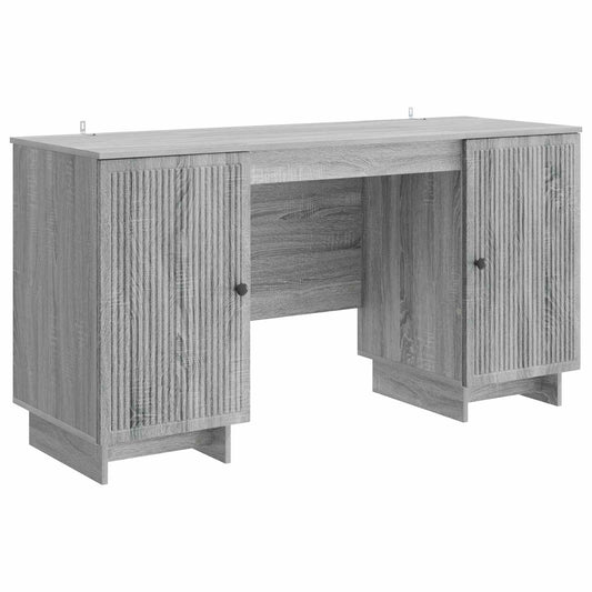 vidaXL Desk Grey Sonoma Engineered Wood 142.5 x 50 x 75 cm