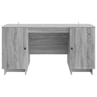 vidaXL Desk Grey Sonoma Engineered Wood 142.5 x 50 x 75 cm