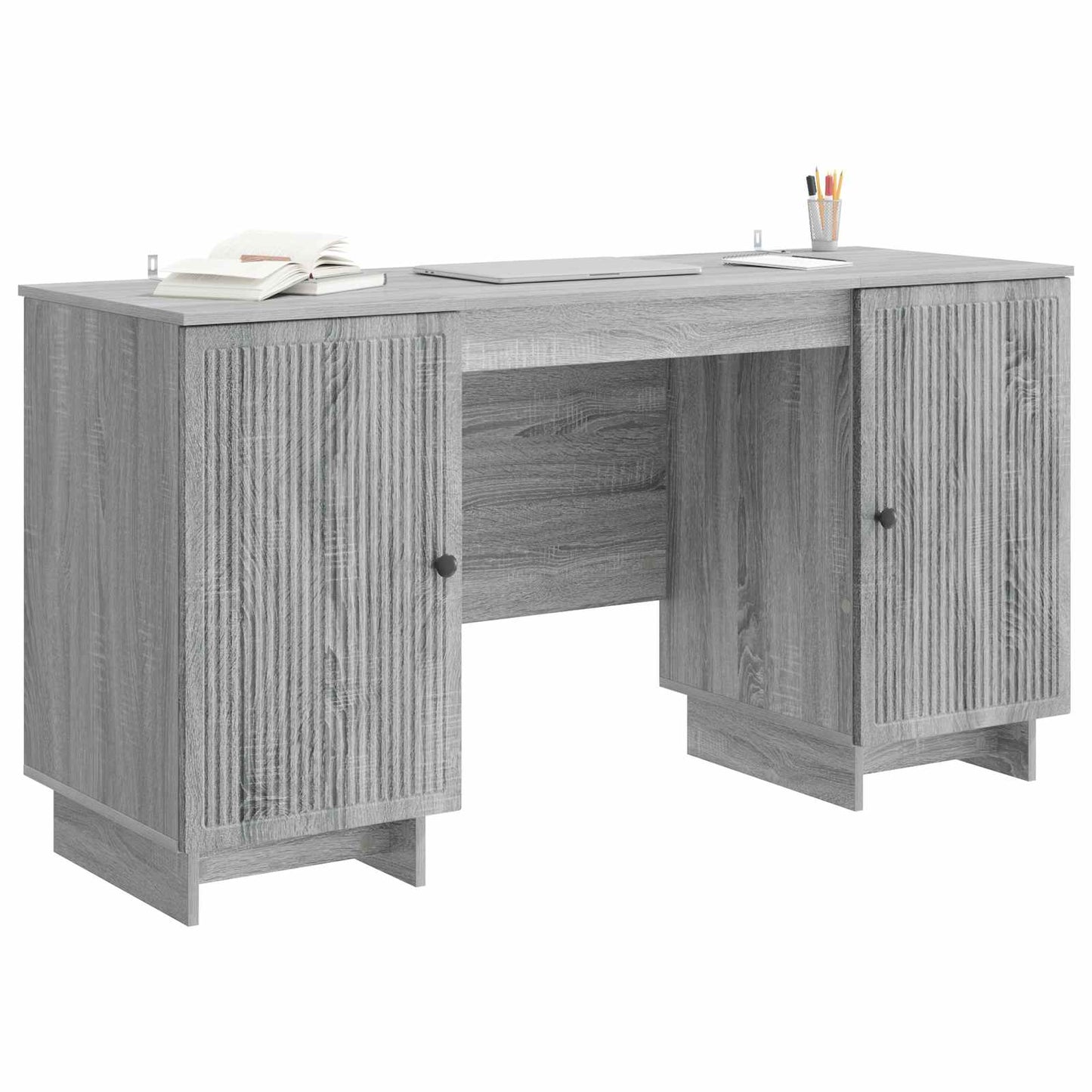 vidaXL Desk Grey Sonoma Engineered Wood 142.5 x 50 x 75 cm