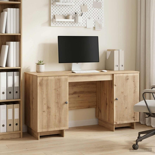vidaXL Desk Artisan Oak Engineered Wood 142.5 x 50 x 75 cm