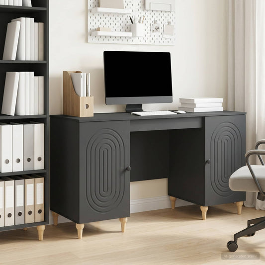 vidaXL Desk Black 142.5 x 50 x 75 cm Engineered Wood