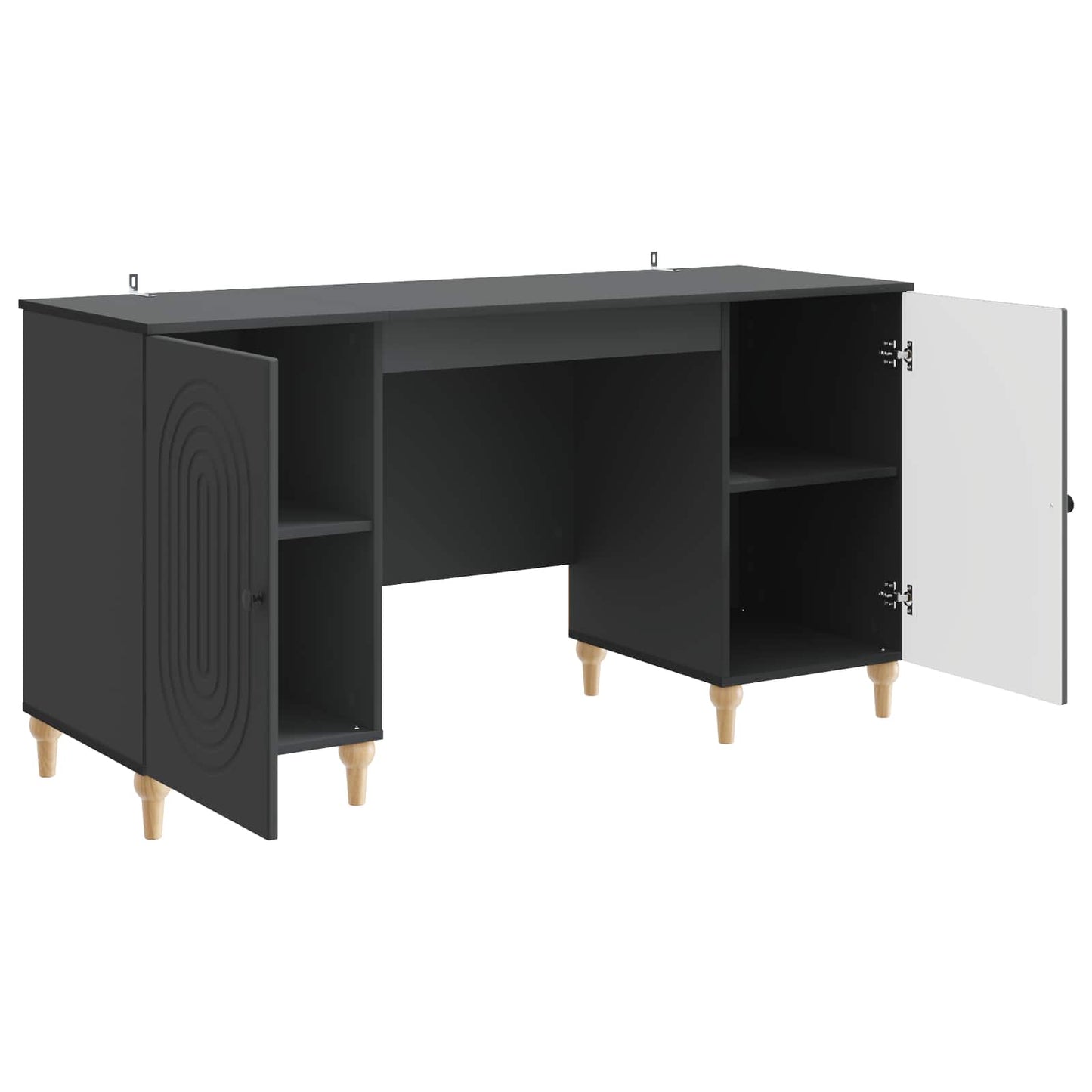 vidaXL Desk with Shelf Black 142.5 x 50 x 75 cm Engineered Wood