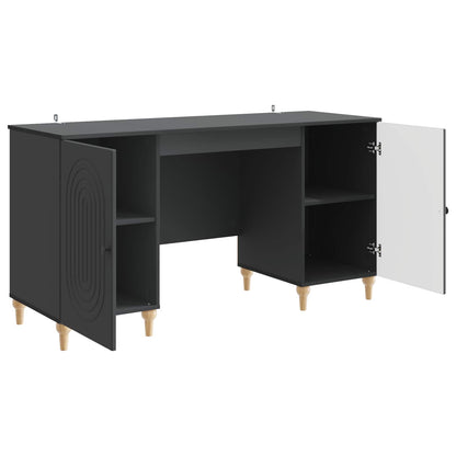 vidaXL Desk with Shelf Black 142.5 x 50 x 75 cm Engineered Wood