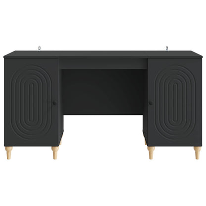 vidaXL Desk with Shelf Black 142.5 x 50 x 75 cm Engineered Wood