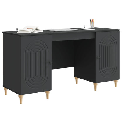 vidaXL Desk with Shelf Black 142.5 x 50 x 75 cm Engineered Wood