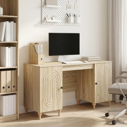 vidaXL Desk with Shelf Sonoma 142.5 x 50 x 75 cm Engineered Wood