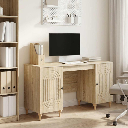 vidaXL Desk Sonoma Oak 142.5 x 50 x 75 cm Engineered Wood
