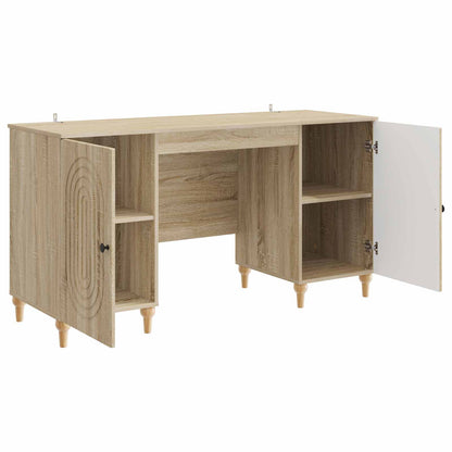 vidaXL Desk with Shelf Sonoma 142.5 x 50 x 75 cm Engineered Wood