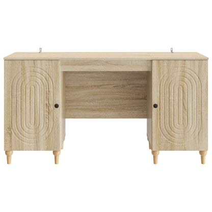 vidaXL Desk with Shelf Sonoma 142.5 x 50 x 75 cm Engineered Wood