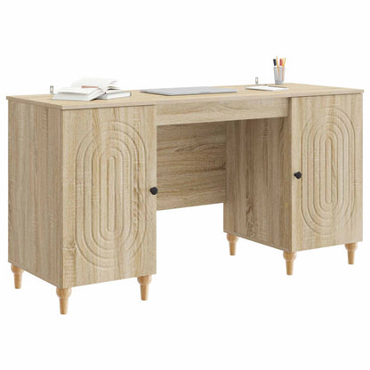 vidaXL Desk with Shelf Sonoma 142.5 x 50 x 75 cm Engineered Wood