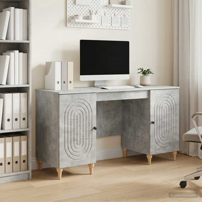 vidaXL Desk with Door Concrete Grey 142.5 x 50 x 75 cm Engineered Wood