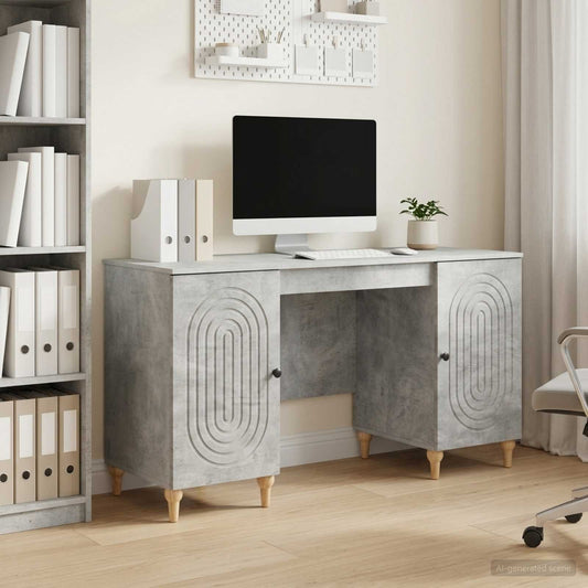 vidaXL Desk Concrete Grey 142.5 x 50 x 75 cm Engineered Wood