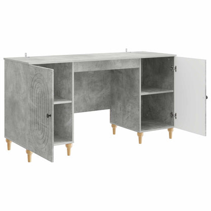 vidaXL Desk with Door Concrete Grey 142.5 x 50 x 75 cm Engineered Wood