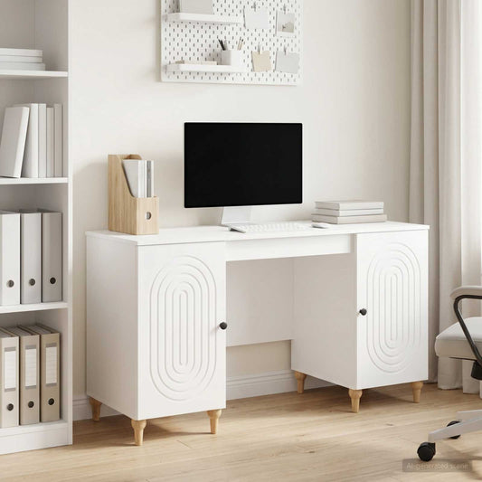 vidaXL Desk High Gross White 142.5 x 50 x 75 cm Engineered Wood