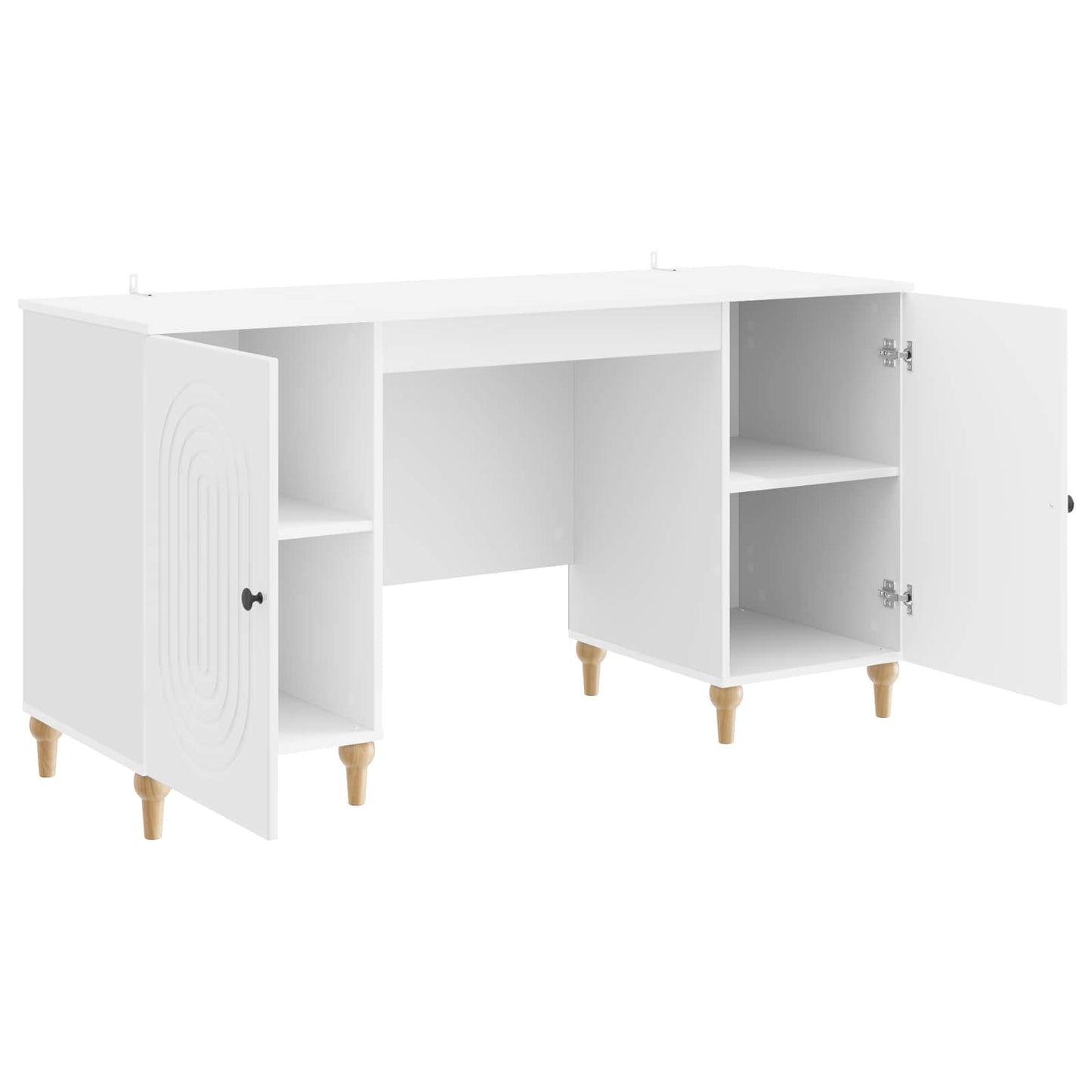 vidaXL Desk with Shelf Gloss White 142.5 x 50 x 75 cm Engineered Wood