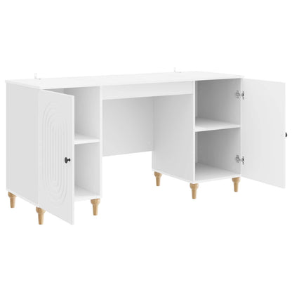 vidaXL Desk with Shelf Gloss White 142.5 x 50 x 75 cm Engineered Wood