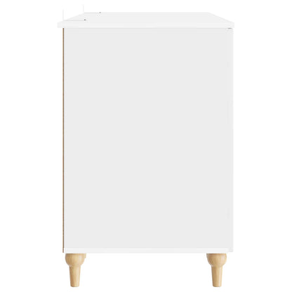vidaXL Desk with Shelf Gloss White 142.5 x 50 x 75 cm Engineered Wood