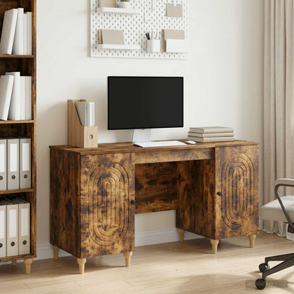 vidaXL Desk Smoked Oak 142.5 x 50 x 75 cm Engineered Wood