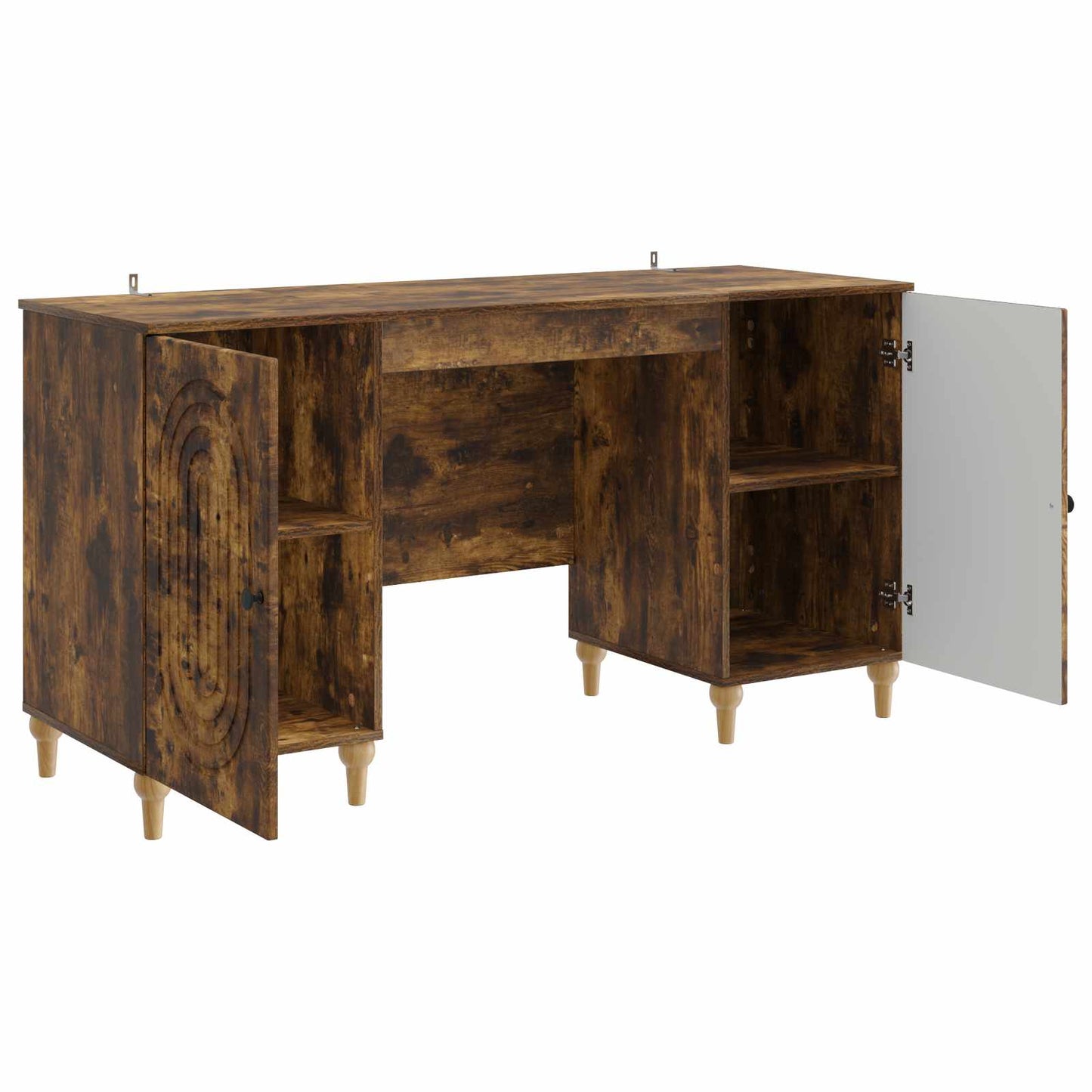 vidaXL Desk with Shelf Smoked Oak 142.5 x 50 x 75 cm Engineered Wood