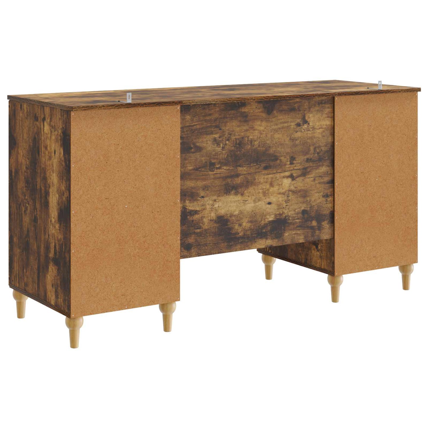 vidaXL Desk with Shelf Smoked Oak 142.5 x 50 x 75 cm Engineered Wood