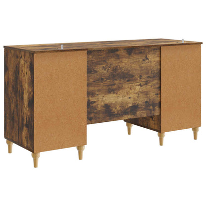 vidaXL Desk with Shelf Smoked Oak 142.5 x 50 x 75 cm Engineered Wood