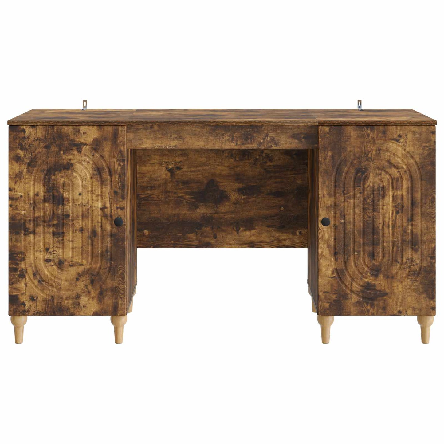 vidaXL Desk with Shelf Smoked Oak 142.5 x 50 x 75 cm Engineered Wood