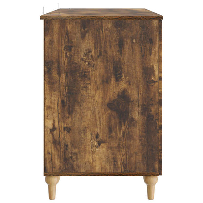 vidaXL Desk with Shelf Smoked Oak 142.5 x 50 x 75 cm Engineered Wood