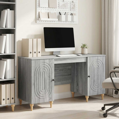 vidaXL Desk with Shelf Grey Sonoma 142.5 x 50 x 75 cm Engineered Wood