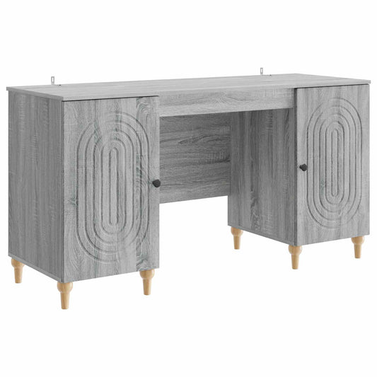 vidaXL Desk with Shelf Grey Sonoma 142.5 x 50 x 75 cm Engineered Wood