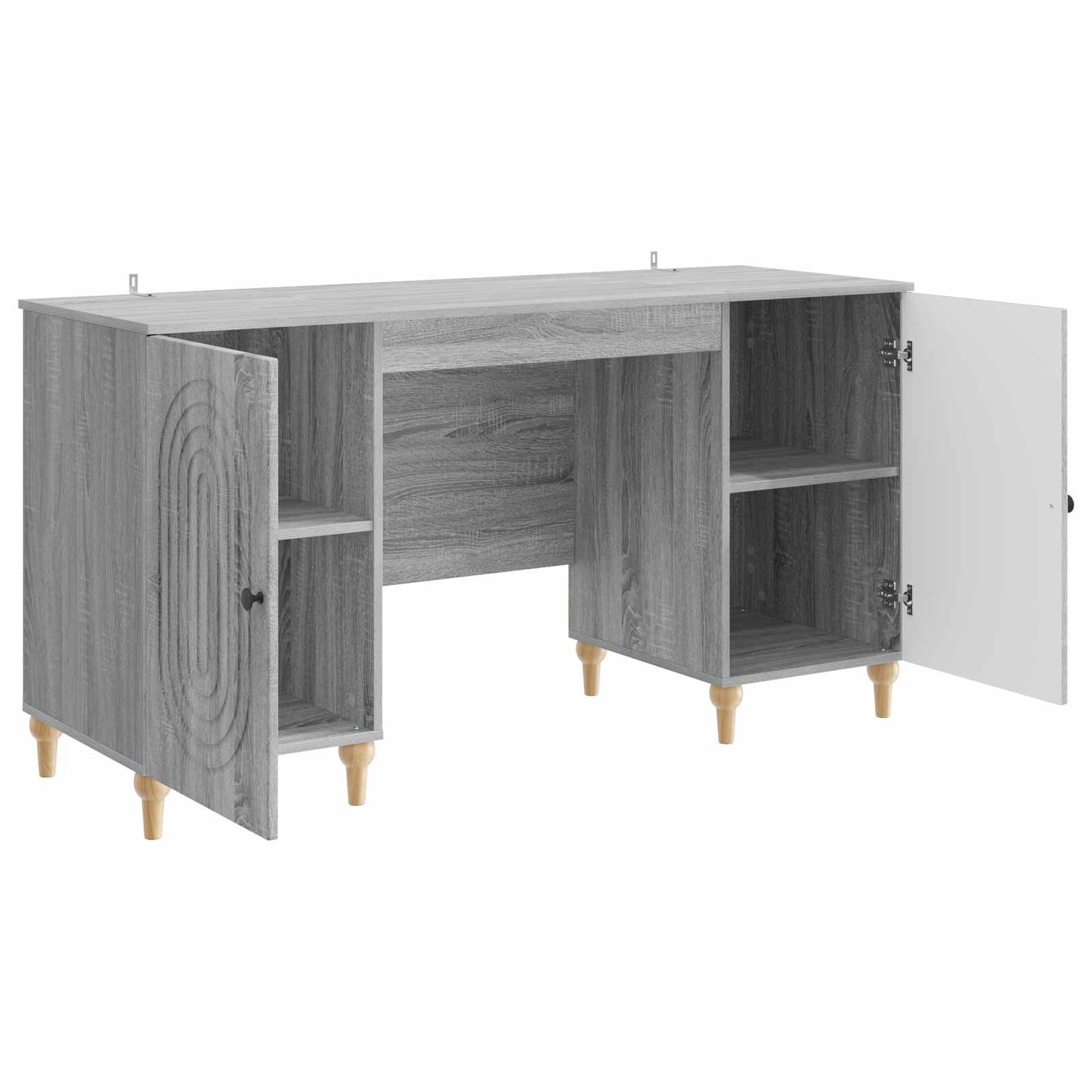 vidaXL Desk with Shelf Grey Sonoma 142.5 x 50 x 75 cm Engineered Wood
