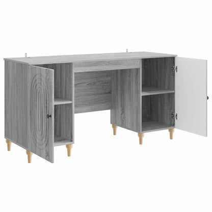 vidaXL Desk with Shelf Grey Sonoma 142.5 x 50 x 75 cm Engineered Wood
