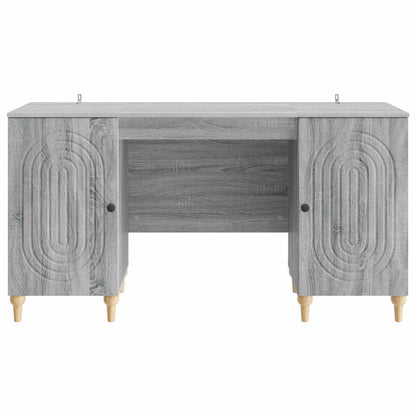 vidaXL Desk with Shelf Grey Sonoma 142.5 x 50 x 75 cm Engineered Wood
