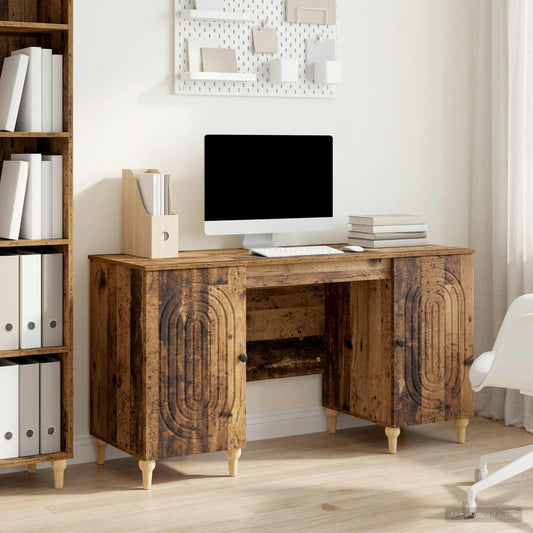 vidaXL Desk Old Wood 142.5 x 50 x 75 cm Engineered Wood