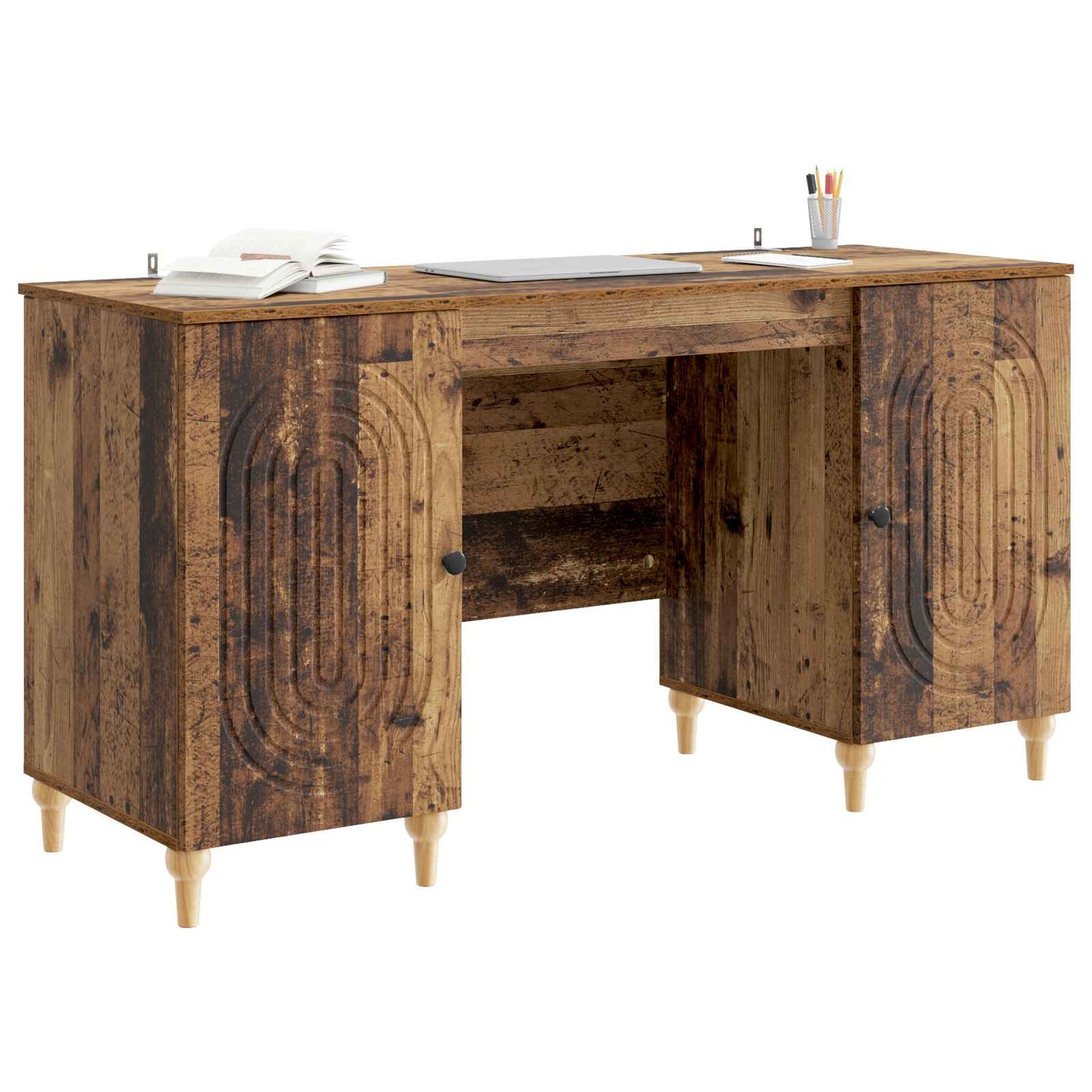 vidaXL Desk Old Wood 142.5 x 50 x 75 cm Engineered Wood