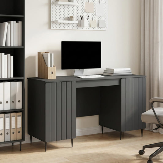 vidaXL Desk with Shelf Black 142.5 x 50 x 75 cm Engineered Wood