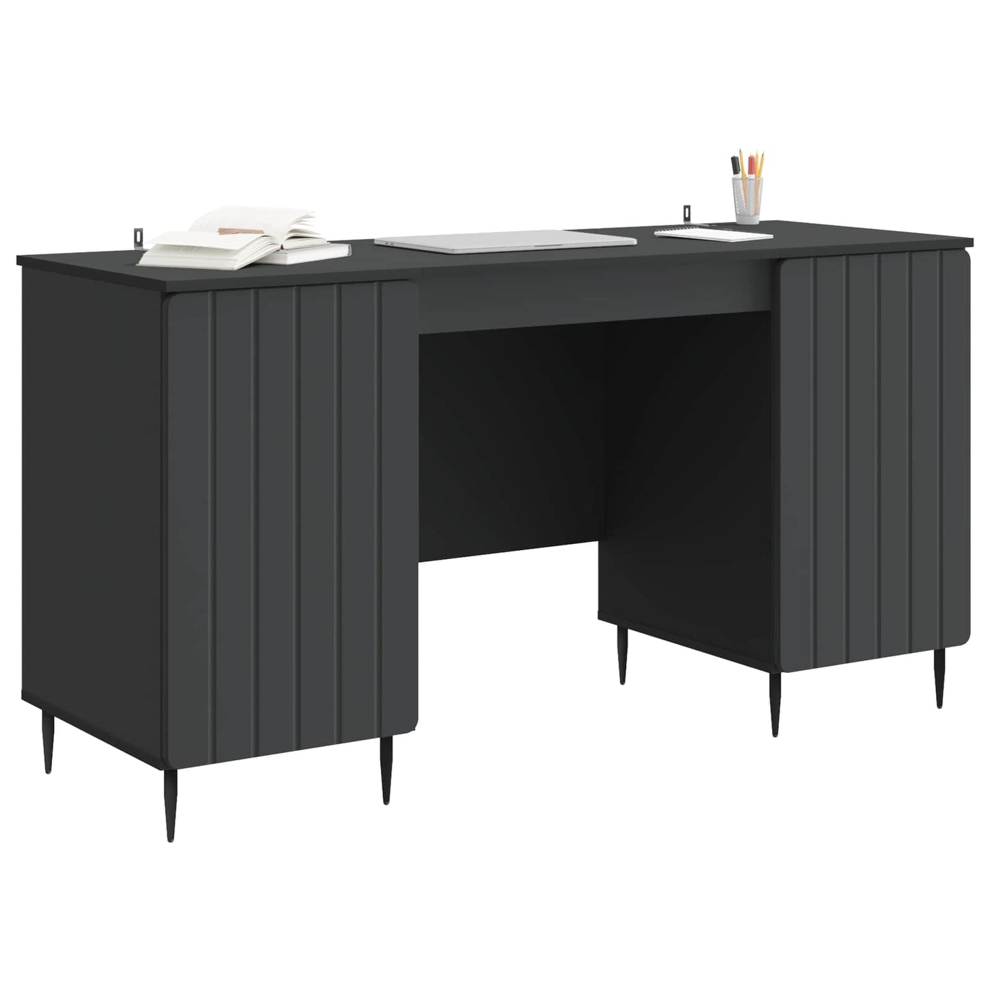 vidaXL Desk with Shelf Black 142.5 x 50 x 75 cm Engineered Wood