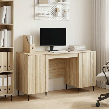 vidaXL Desk with Shelf Sonoma Oak 142.5 x 50 x 75 cm Engineered Wood