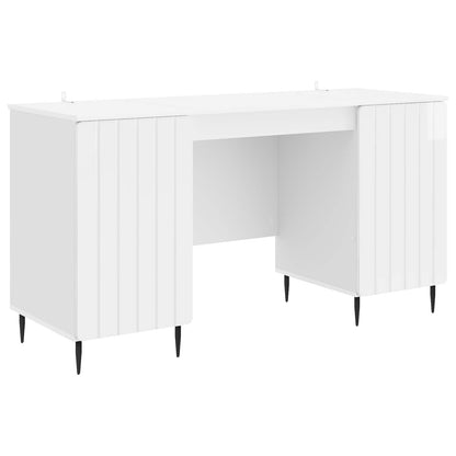 vidaXL Desk High Gloss White 142.5 x 50 x 75 cm Engineered Wood